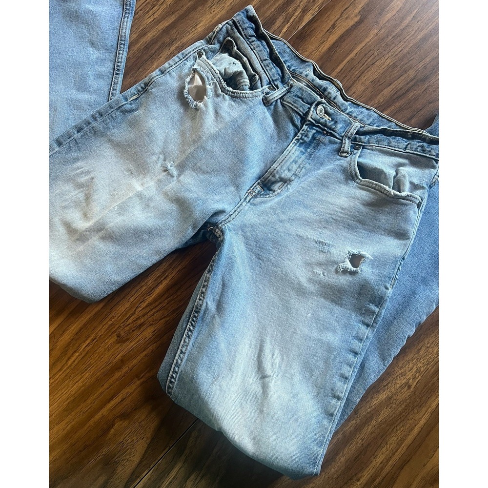 Old Navy Jeans Men 32x34 Straight Droit Mid Rise Distressed Lighter Wash Rugged